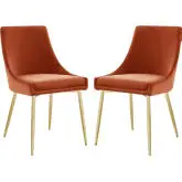 Viscount Dining Chair in Orange Performance Velvet & Gold (Set of 2)