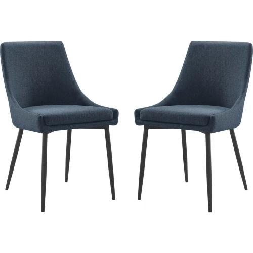 Viscount Dining Chair in Azure Blue Fabric & Black Metal (Set of 2)