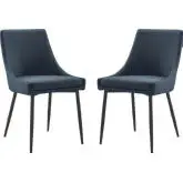 Viscount Dining Chair in Azure Blue Fabric & Black Metal (Set of 2)