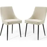 Viscount Dining Chair in Beige Fabric & Black Metal (Set of 2)