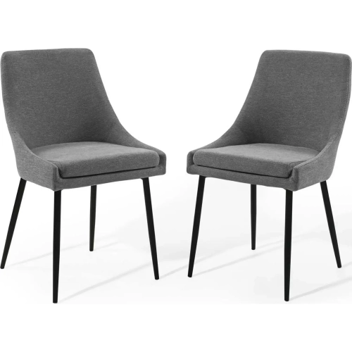 Viscount Dining Chair in Charcoal Gray Fabric & Black Metal (Set of 2)