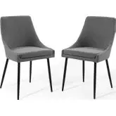 Viscount Dining Chair in Charcoal Gray Fabric & Black Metal (Set of 2)