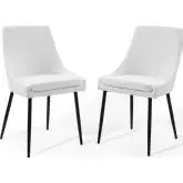 Viscount Dining Chair in White Fabric & Black Metal (Set of 2)