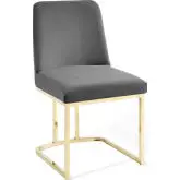 Amplify Dining Chair in Gray Velvet w/ Gold Sled Base