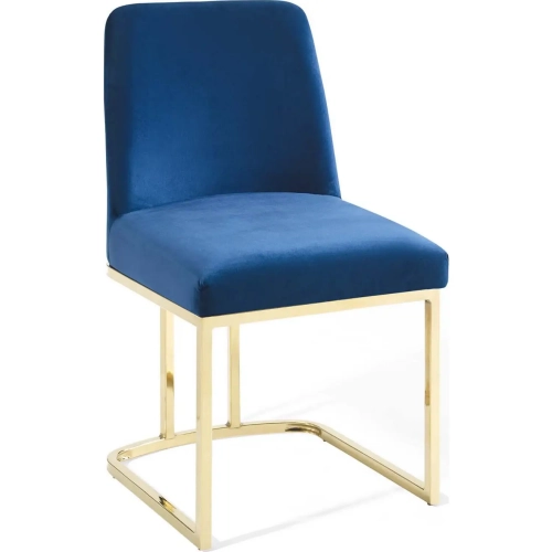 Amplify Dining Chair in Navy Blue Velvet w/ Gold Sled Base