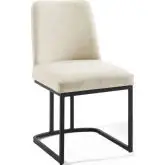 Amplify Dining Chair in Beige Fabric w/ Black Sled Base