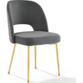 Rouse Dining Chair in Charcoal Velvet & Gold Stainless