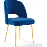 Rouse Dining Chair in Navy Blue Velvet & Gold Stainless