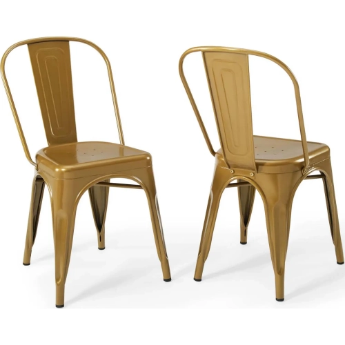 Promenade Bistro Dining Chair in Antique Gold Metal (Set of 2)