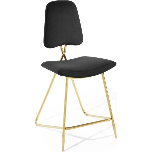 Ponder Counter Stool in Black Velvet & Gold Steel