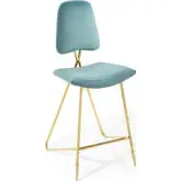 Ponder Bar Stool in Sea Blue Velvet & Gold Steel