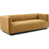 Conjure Sofa in Channel Tufted Cognac Velvet