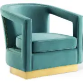 Frolick Arm Chair in Mint Velvet & Gold Stainless