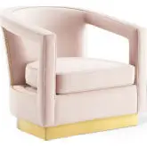 Frolick Arm Chair in Pink Velvet & Gold Stainless