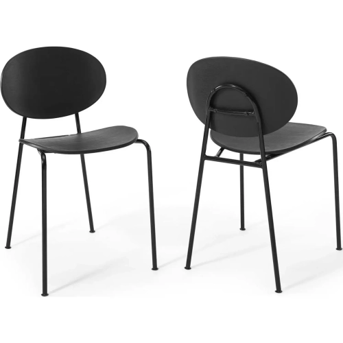 Palette Dining Chair in Black Wood & Metal (Set of 2)