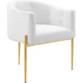 Savour Accent Chair in Tufted White Velvet & Gold Steel