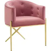 Savour Dining Arm Chair in Tufted Dusty Rose Velvet & Gold