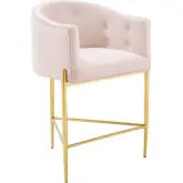 Savour Counter Stool in Tufted Pink Velvet & Gold