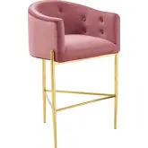 Savour Bar Stool in Tufted Dusty Rose Velvet & Gold