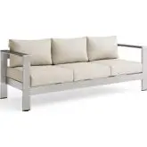 Shore Outdoor Sofa in Beige Fabric & Aluminum Frame