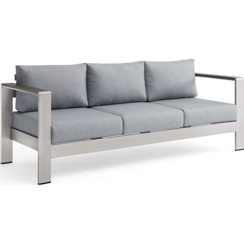 Shore Outdoor Sofa in Gray Fabric & Aluminum Frame