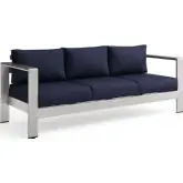 Shore Outdoor Sofa in Navy Blue Fabric & Aluminum Frame