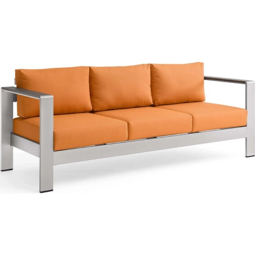 Shore Outdoor Sofa in Orange Fabric & Aluminum Frame