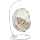 Hide Outdoor Swing Chair & Stand in Rattan & Beige Sunbrella &reg;