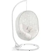 Hide Outdoor Swing Chair & Stand in Rattan & White Sunbrella &reg;