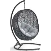 Encase Outdoor Swing Chair in Gray Sunbrella &reg; & Black Poly Rattan