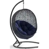 Encase Outdoor Swing Chair in Navy Blue Sunbrella &reg; & Black Poly Rattan