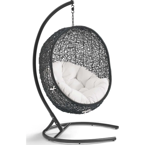 Encase Outdoor Swing Chair in White Sunbrella &reg; & Black Poly Rattan