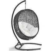 Encase Outdoor Swing Chair in White Sunbrella &reg; & Black Poly Rattan