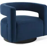 Spin Cutaway Swivel Arm Chair in Midnight Blue Velvet