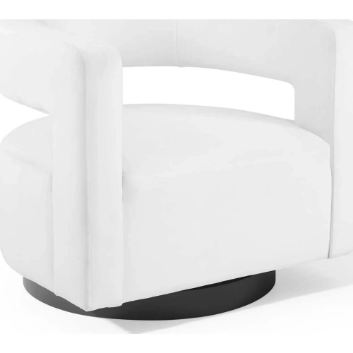 Spin Cutaway Swivel Arm Chair in White Velvet