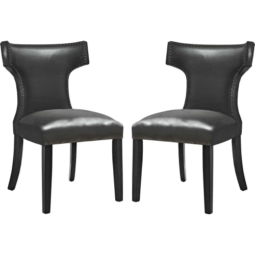 Curve Dining Chair in Black Leatherette (Set of 2)