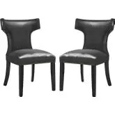 Curve Dining Chair in Black Leatherette (Set of 2)