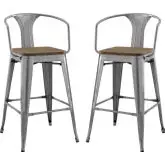 Promenade Arm Bar Stool in Gunmetal & Bamboo (Set of 2)