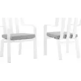 Baxley Outdoor Arm Chair in Grey Resin Wood & White Metal (Set of 2)