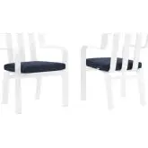 Baxley Outdoor Arm Chair in Navy Blue Resin Wood & White Metal (Set of 2)