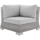 Conway Outdoor Corner Chair in Gray Poly Wicker & Gray Sunbrella&reg; Fabric