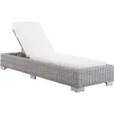 Conway Outdoor Chaise in Gray Poly Wicker & White Sunbrella&reg; Fabric