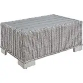 Conway 32" Outdoor Patio Coffee Table in Light Gray Wicker Rattan