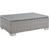 Conway 45" Outdoor Patio Coffee Table in Light Gray Wicker Rattan