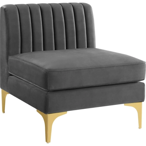 Triumph Armless Chair in Channel Tufted Gray Velvet