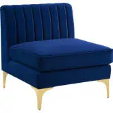 Triumph Armless Chair in Channel Tufted Navy Velvet