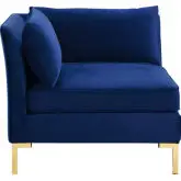 Ardent Modular Sectional Sofa Corner Chair in Navy Blue Velvet & Gold