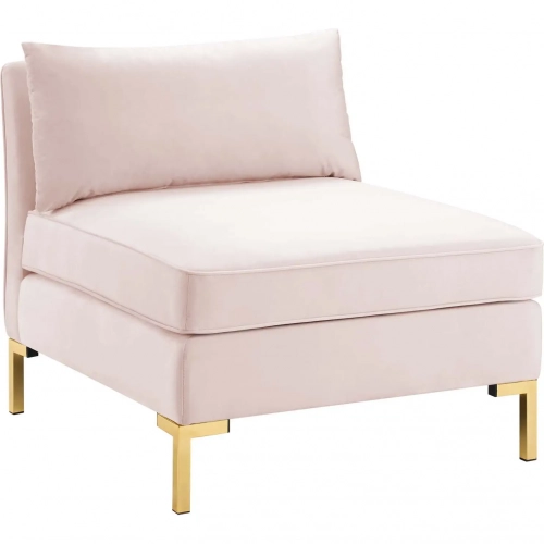 Ardent Modular Sectional Sofa Armless Chair in Pink Velvet & Gold