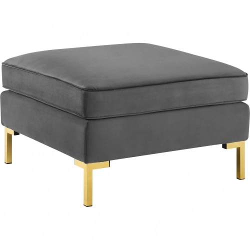 Ardent Ottoman in Gray Velvet & Gold