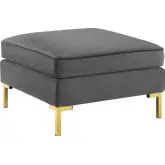 Ardent Ottoman in Gray Velvet & Gold